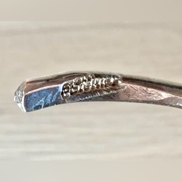 Designer Sterling Silver Turquoise Twisted Wave Asymmetrical Cuff Bracelet - Picture 8 of 8